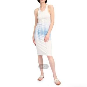 NWT Splendid Alessia Tie Dye Dress White Blue Small Bodycon Beach Resort Vacay